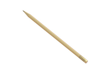Golden pencil isolated on white background. 3d render