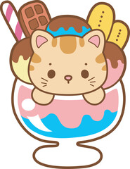 A bunch of cute cat with various dessert.
Kawaii animal kitty for scrapbook and sticker.