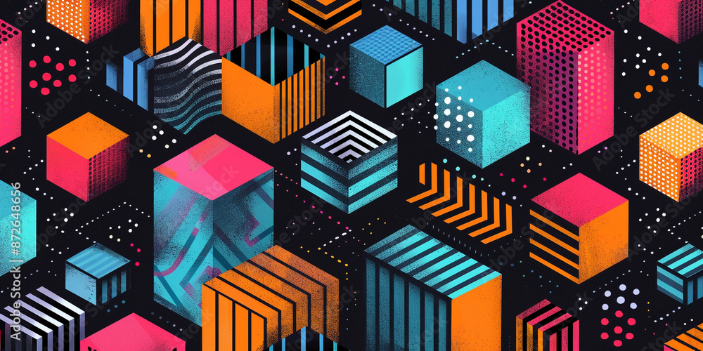 Poster a seamless pattern with a digital maze,an abstract representation of technology.