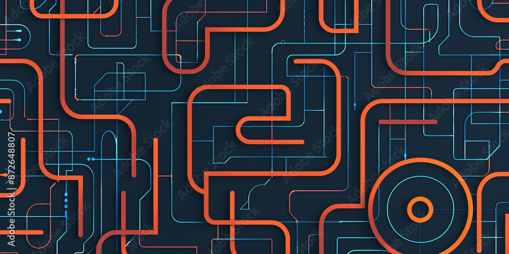 Aufkleber a seamless pattern with a digital maze,an abstract representation of technology.