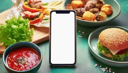 Modern food delivery mobile app kit template, empty blank display