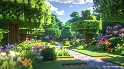 Fototapeta premium A beautiful fairytale enchanted forest with big trees and great vegetation