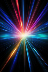 Radiant Explosion of Multicolored Light Beams in Space Representing a Cosmic Event