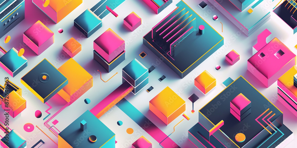 Poster a seamless pattern with a digital maze,an abstract representation of technology.