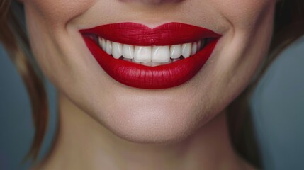Close-up woman's face with beautiful white teeth and lipstick, Beautiful woman, beautiful teeth, Close-up of an attractive woman's smile advertising style images