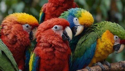 A poem inspired by the kaleidoscope of colors on a flock of tropical parrots ai_generated