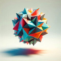 Abstract geometric background with colorful triangles in a 3D paper-cut style