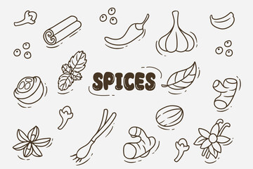 spices doodle good for background, cafe, restaurant and poster © angga