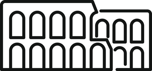 Simple design illustrating an ancient building facade crumbling with time passing, ideal for projects related to history, architecture, and the passage of time