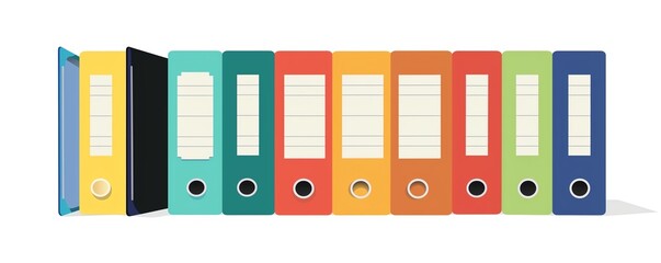 Binder clip clipart, modern flat design, primary colors, stationary element, isolated on white background