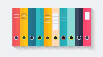 Binder clip clipart, primary colors, modern flat design, stationary element, isolated on white background