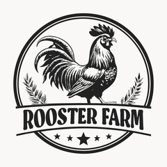 vintage rooster farm logo illustration