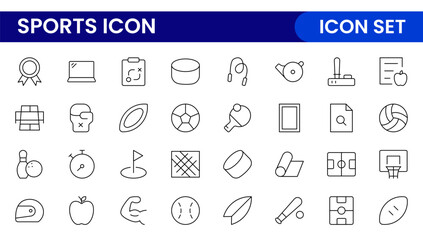 Sports and outdoor activities line icon set. Outline icon collection related to outdoor sports.
