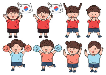 Set of vector illustrations of cute children.