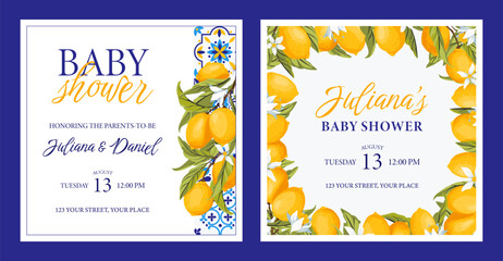 Lemon Amalfi coast Baby Shower Invitation Template