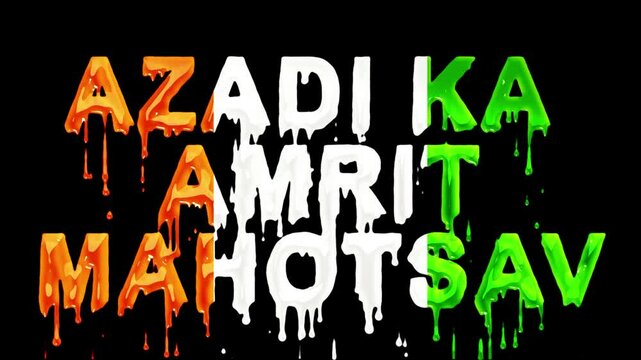 Vibrant 'Azadi Ka Amrit Mahotsav' Text Drip Animation - Patriotic Stock Video. Perfect for patriotic themes or cultural showcases.