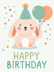 A colorful children's birthday card with cute animals.