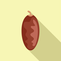 Single date fruit is casting a long shadow on a light yellow background