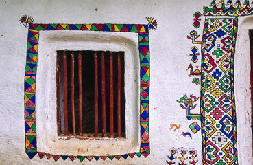 cabaña decorada, Shilpgram. Rajastan. India.