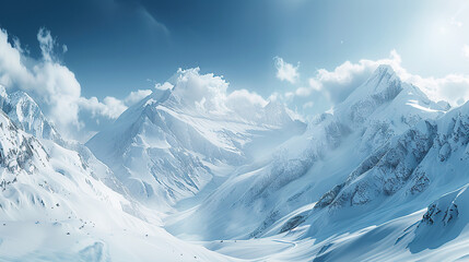 Obraz premium Snowy mountain peak in mist