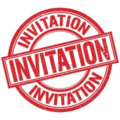 INVITATION written word on red stamp sign