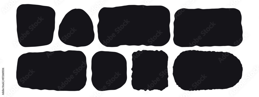 Aufkleber set of black square and rectangular shapes with ripped jagged borders. vector illustration isolated 