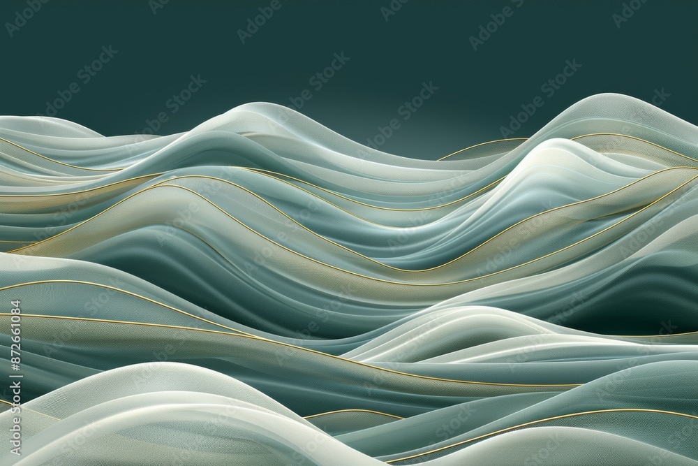 Poster abstract serene waves in monochrome tones creating a sense of calm and tranquility through fluid mot