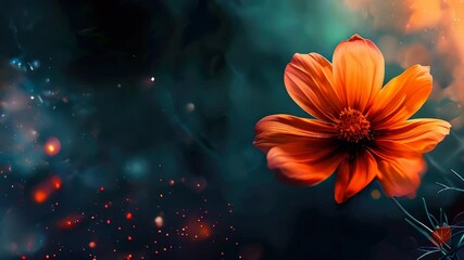 Vibrant orange flower with glowing bokeh background