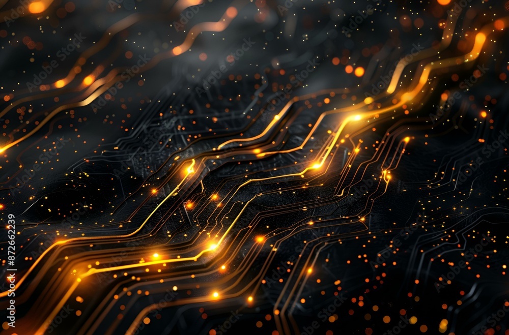 Poster abstract background with glowing lines and sparks.
