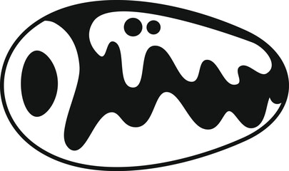 Simple illustration of a mussel with a wavy shell in black and white