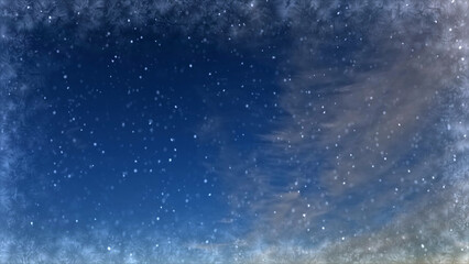 beautiful snowfall on clouds on sky backdrop - photo of nature