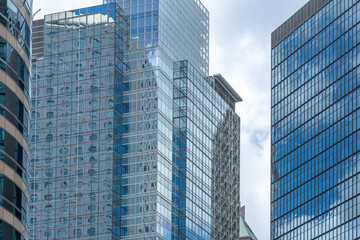 Fototapeta premium modern office building in hong kong; closeup