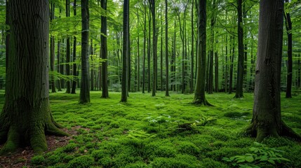 Obraz premium Towering trees in lush woodland