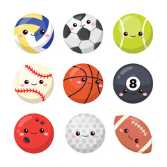 Obraz premium Cute sport balls collection clip art