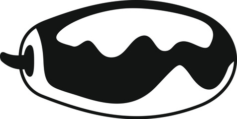 Black and white jalapeno pepper with wavy lines showing seeds