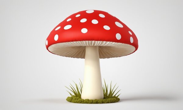 3D rendered mushroom with grass
