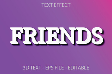 Friends 3d text effect and vactor illustration