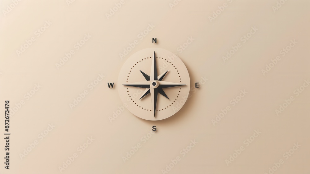 Poster a minimalist compass illustration with clear lines, perfect for navigation apps and travel services.
