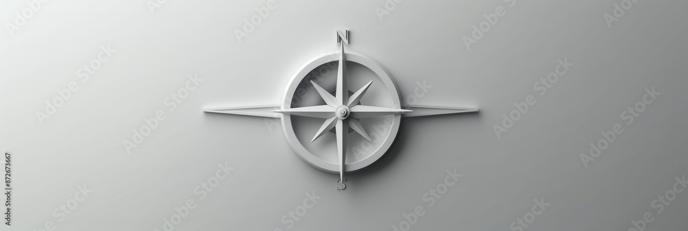 Poster a minimalist illustration of a compass with a white design on a white background. the image emphasiz