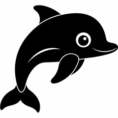 black-silhouette-dolphin-vector-white-background vector illustration.
