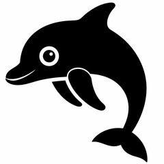 Fototapeta premium black-silhouette-dolphin-vector-white-background vector illustration.