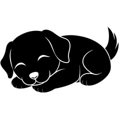  a-nice--cute-puppy-sleeping-and-resting silhouette vector illustration.
