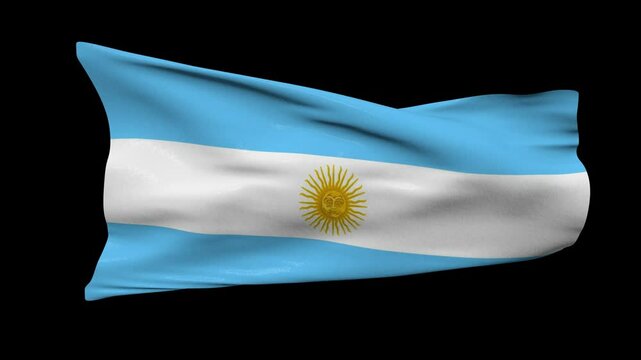 argentina flag waving in the wind transparent background 4K resolution
