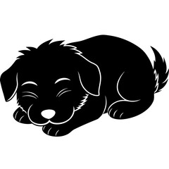  a-nice--cute-puppy-sleeping-and-resting silhouette vector illustration.