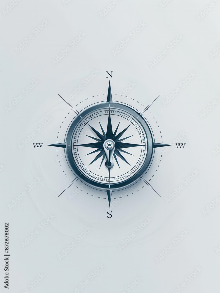 Poster a simple compass with clear lines, ideal for navigation apps and travel services. generative ai