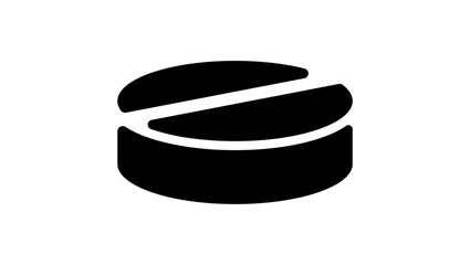 Round Pill logo, black isolated silhouette