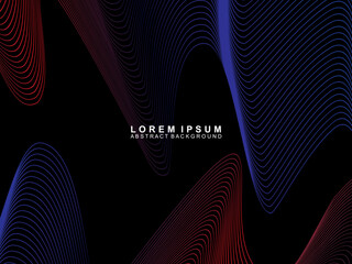 Abstract shining wave lines on dark background. Dynamic wave pattern. Modern flowing wavy lines. Futuristic technology concept. Suitable for banners, posters, covers, brochures, flyers, websites, etc.