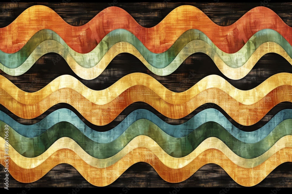 Poster abstract digital illustration of wavy patterns in earthy tones evoking a sense of movement and textu