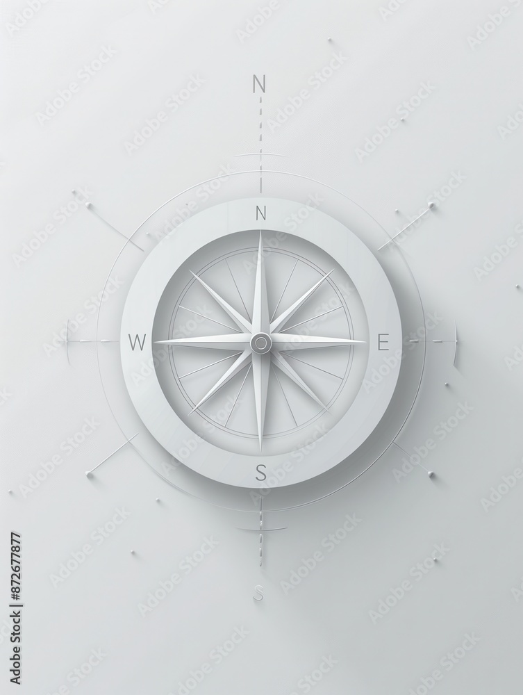 Poster a minimalist compass image featuring clear lines, perfect for navigation apps and travel services. g
