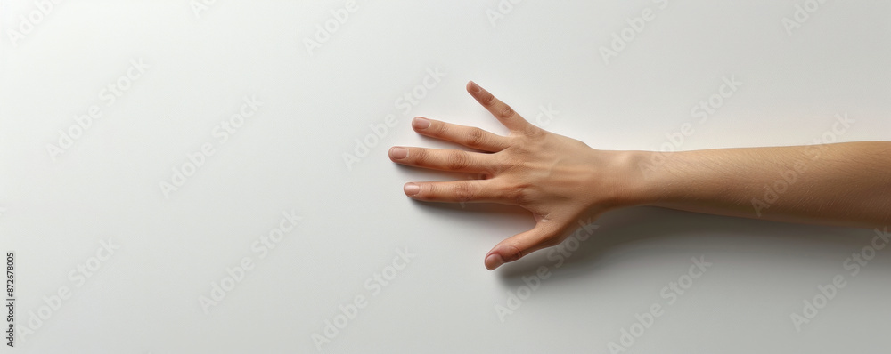 Poster a hand is shown on a white background. the hand is the only thing visible in the image
